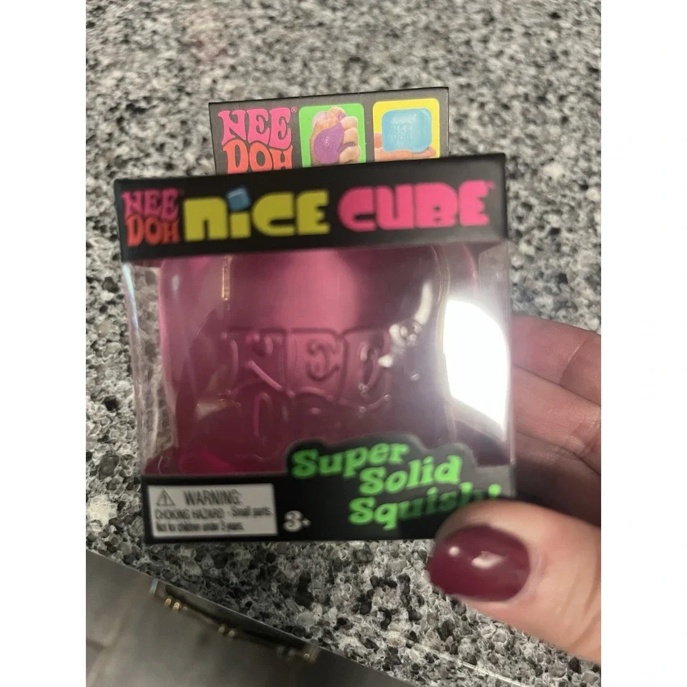Nee Doh Nice Cube Super Solid Squish! - Lot of 3 - Blue Purple Pink - Brand New!